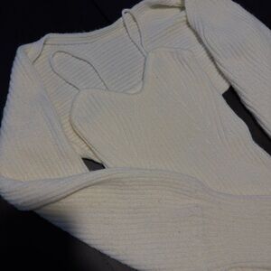 Cider Knit Ribbed Solid Cami Split Midi Dress (Size S)